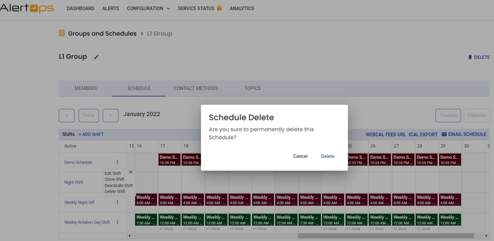 Delete Schedule