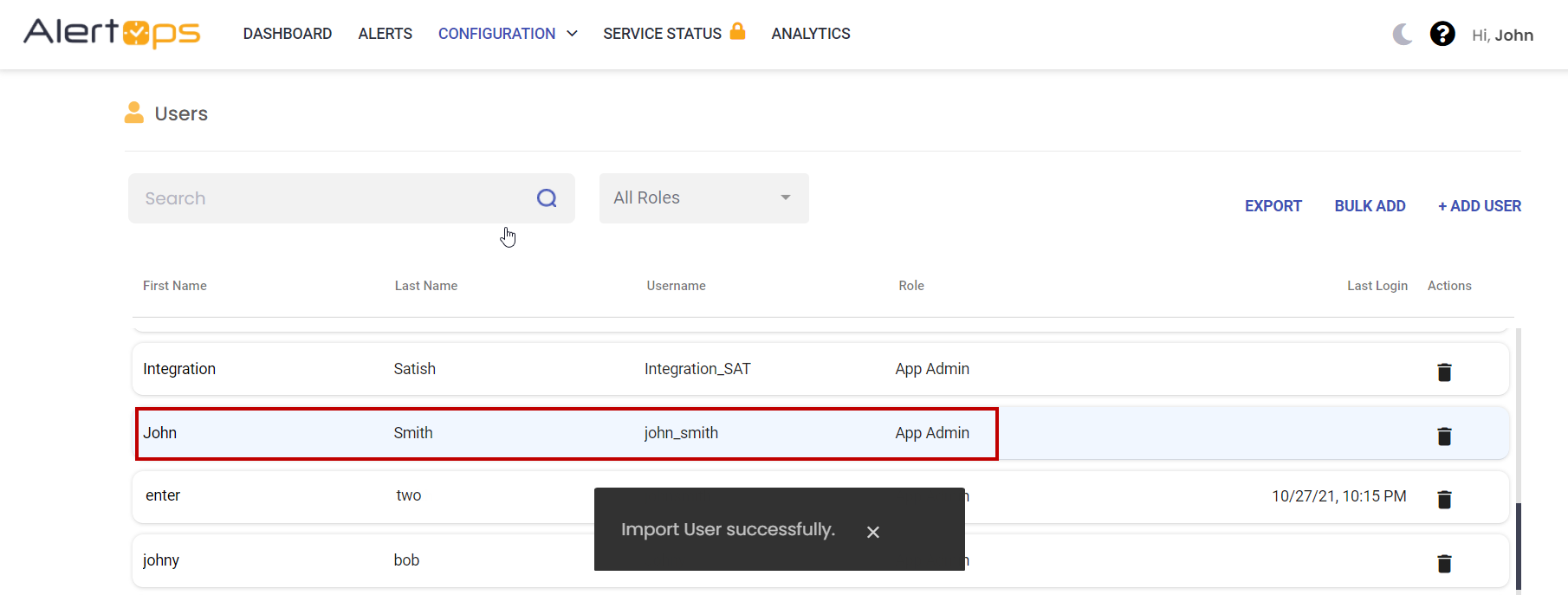 Import and Export Users