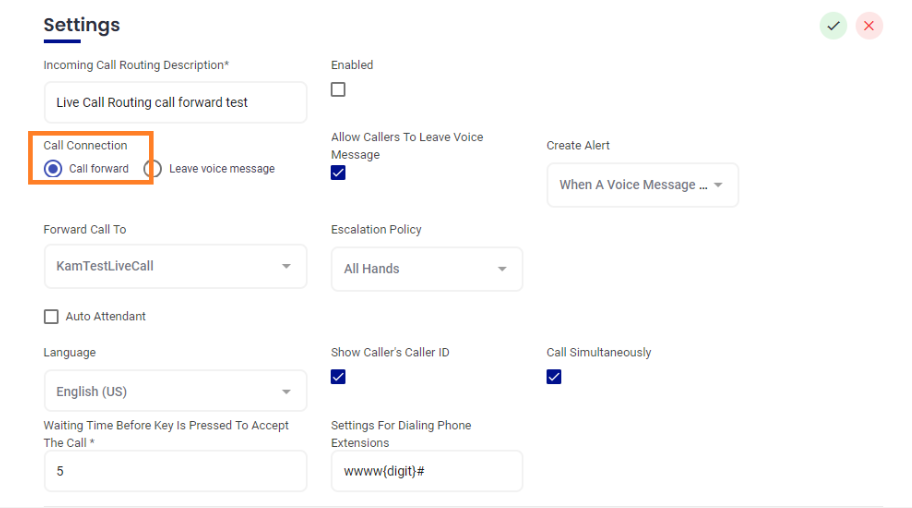 Call Connection - Forwarding