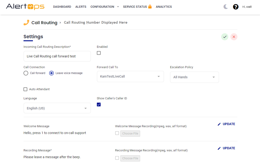 Set Up Live Call Routing